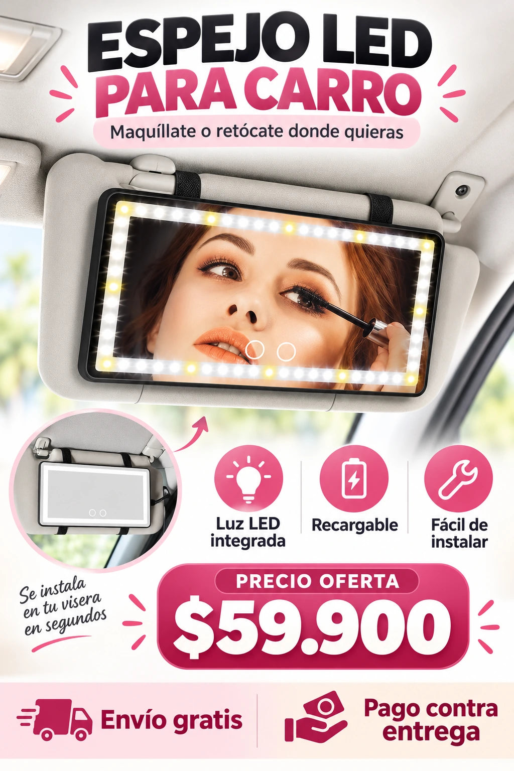 AutoGlow – Espejo LED para Carro